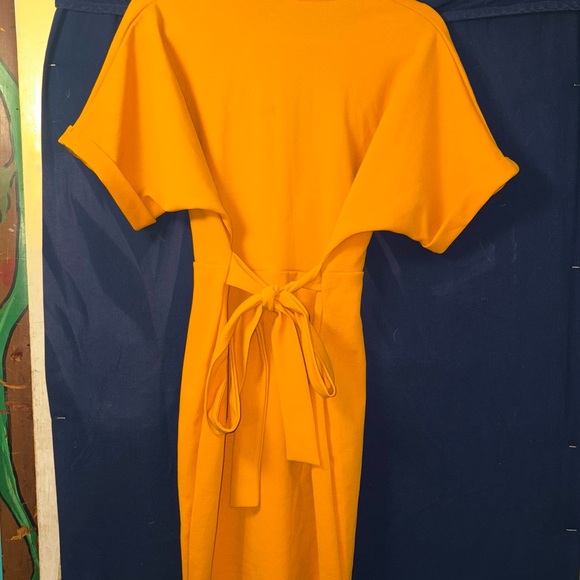Boohoo Mustard Yellow Wrap Dress-us10 - Picture 7 of 11